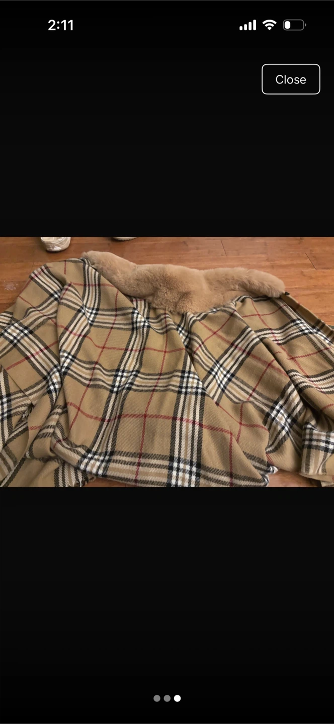V. Fraas Plaid Faux Fur Trim Shawl - photo 3
