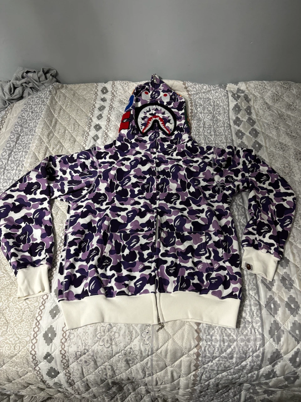 BAPE Shark Purple Camo Zip-Up Hoodie SZ L