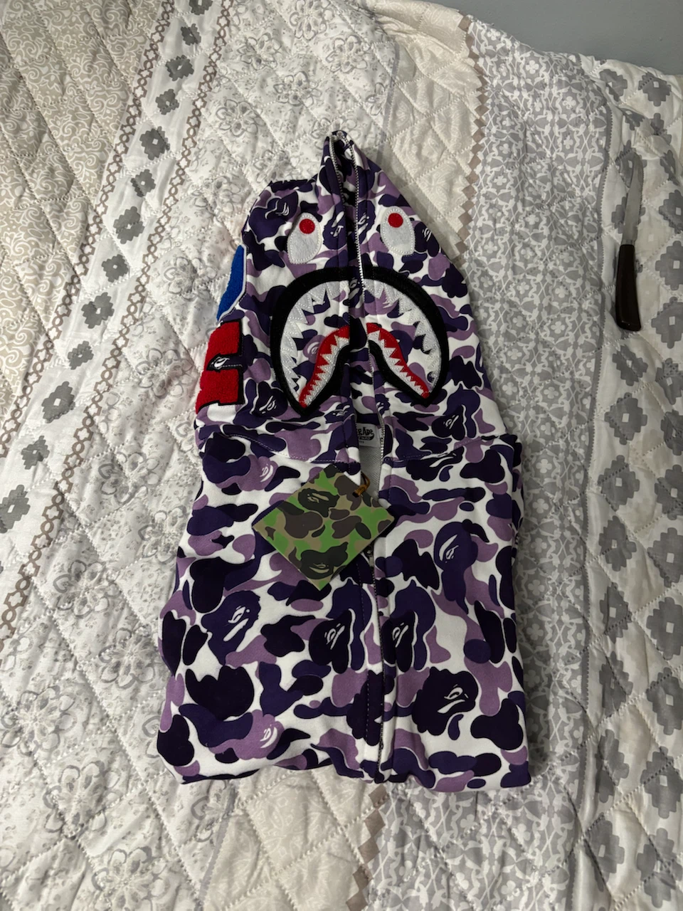 BAPE Shark Purple Camo Zip-Up Hoodie SZ L - photo 2