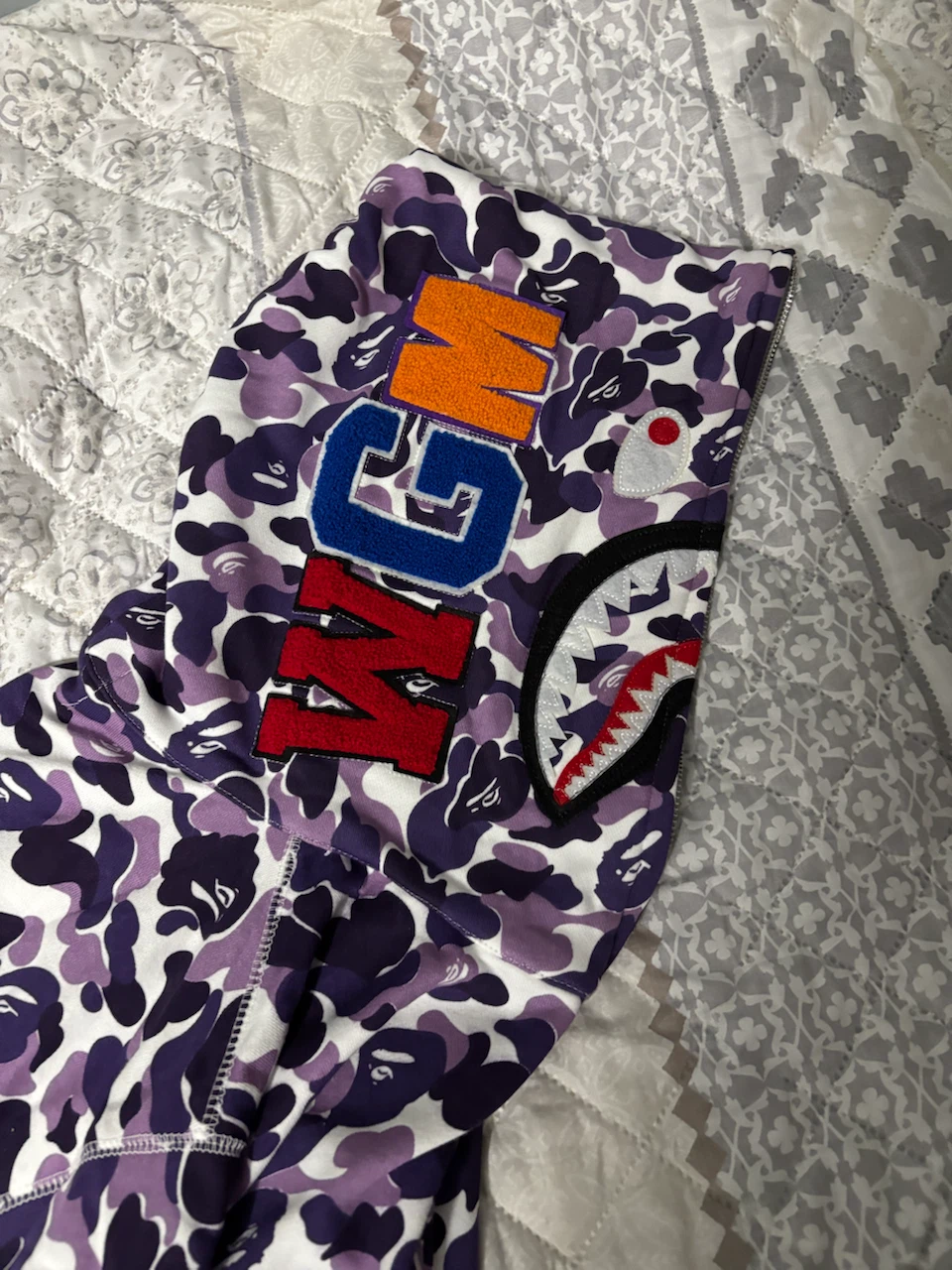 BAPE Shark Purple Camo Zip-Up Hoodie SZ L - photo 4