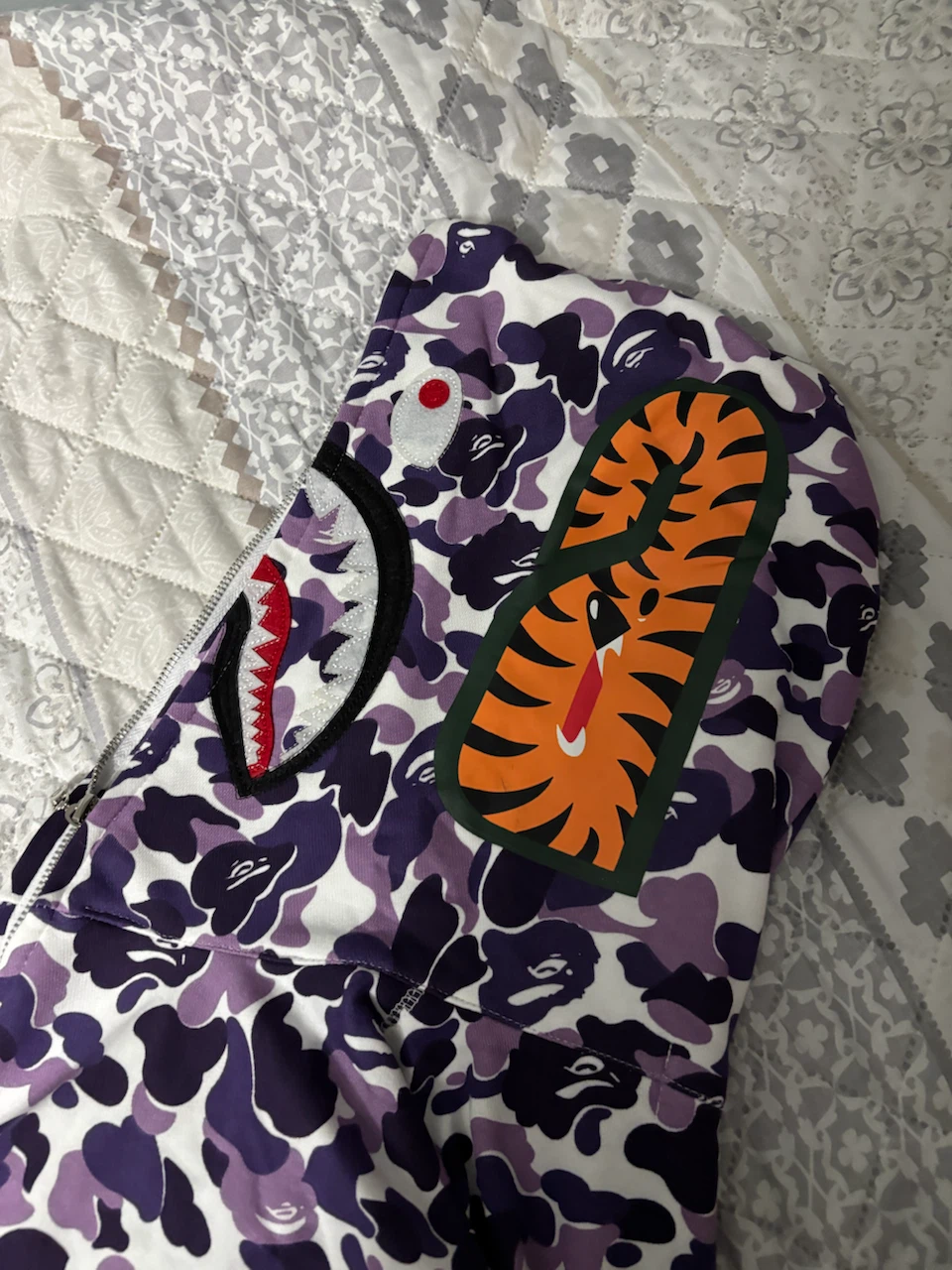 BAPE Shark Purple Camo Zip-Up Hoodie SZ L - photo 5