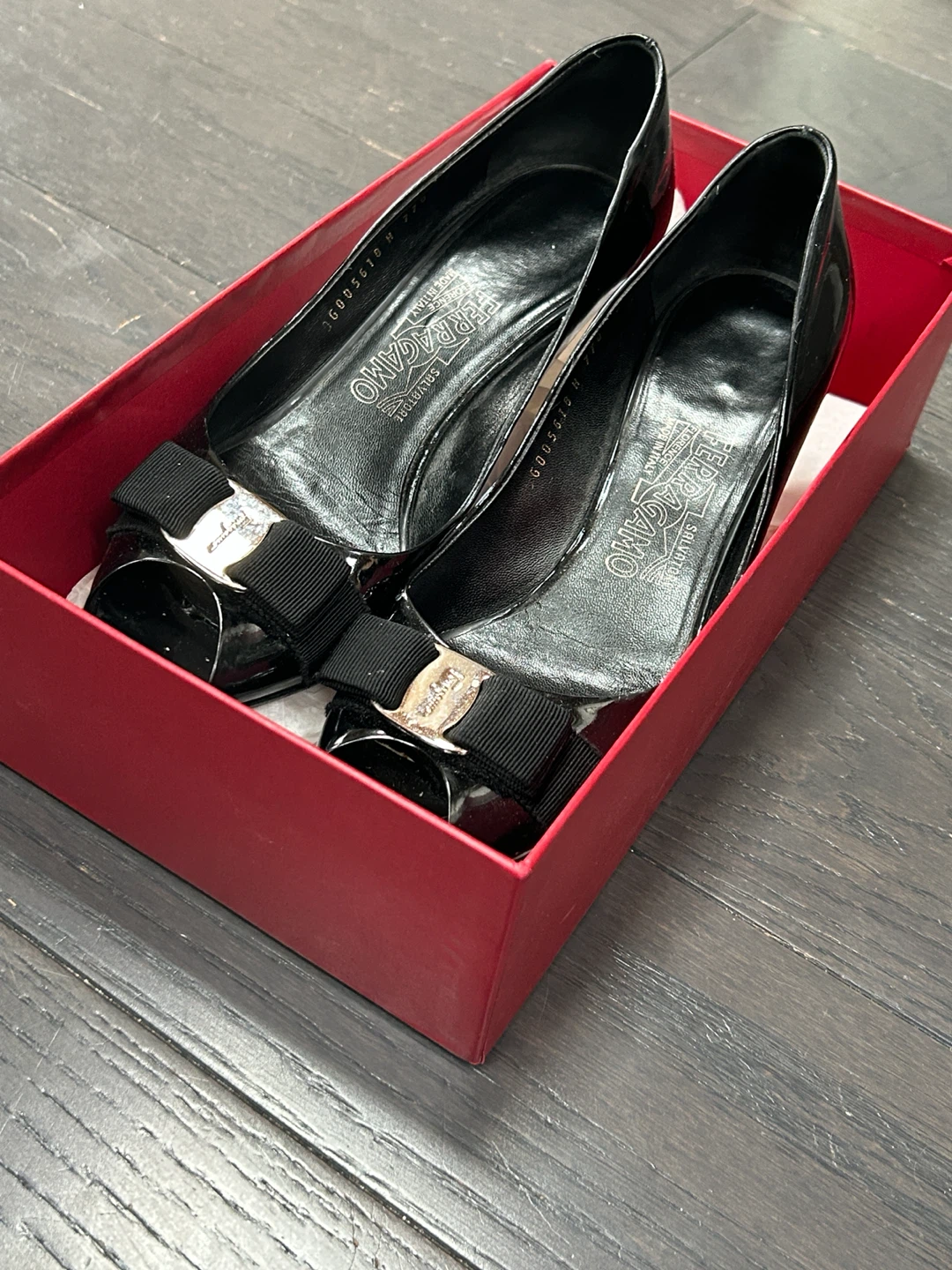 Salvatore Ferragamo Black Patent Heels