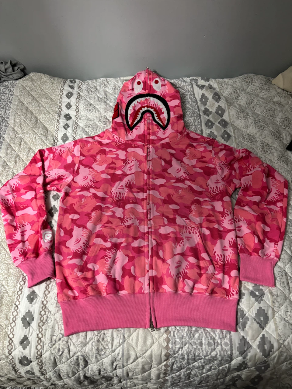 BAPE Pink Camo Shark Full Zip Hoodie SZ M