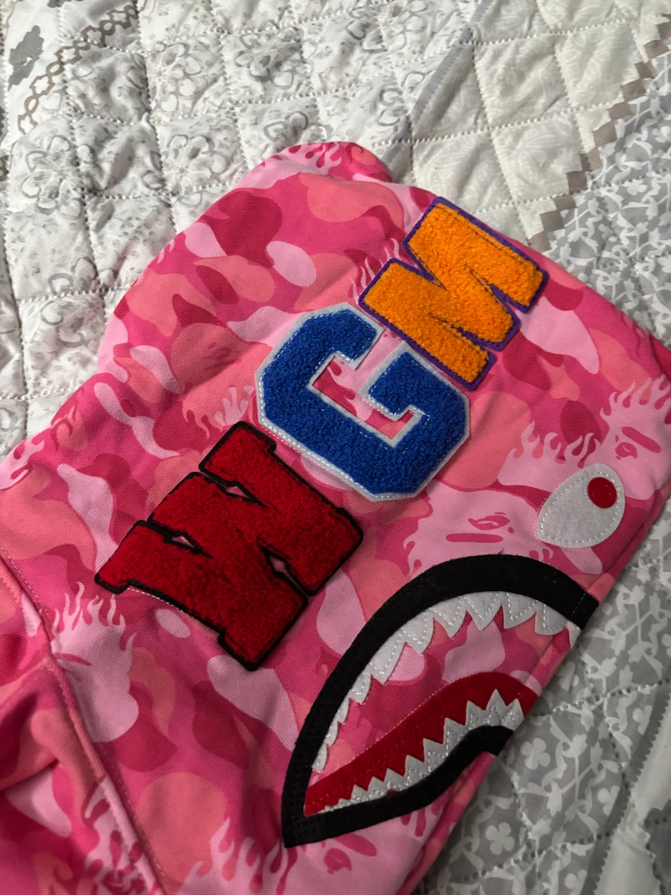 BAPE Pink Camo Shark Full Zip Hoodie SZ M - photo 3