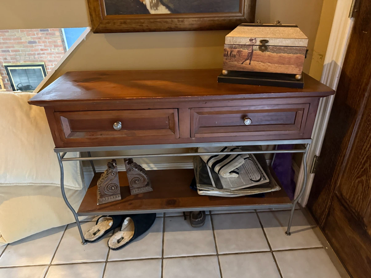 Wooden Console Table with Metal Frame