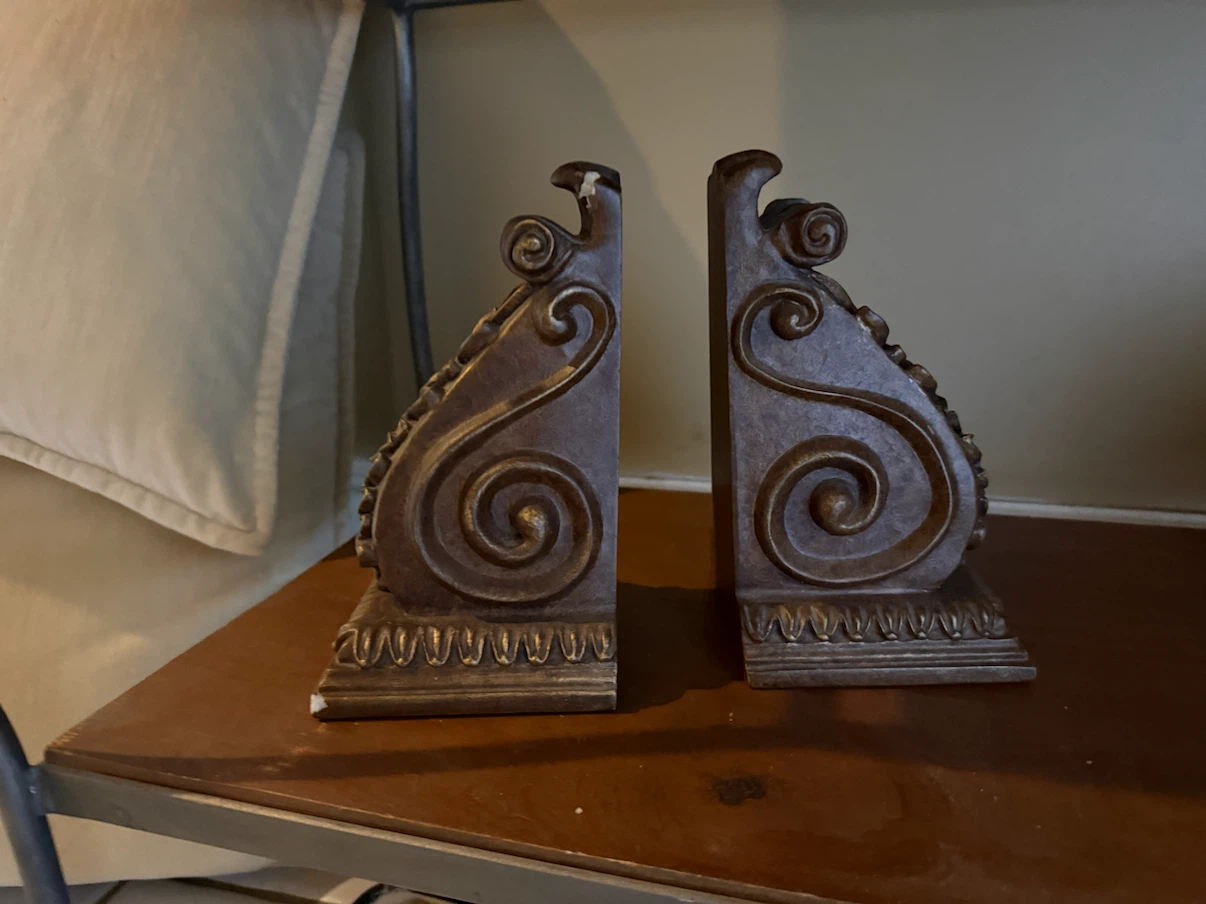 Set of Two Decorative Scroll Bookends