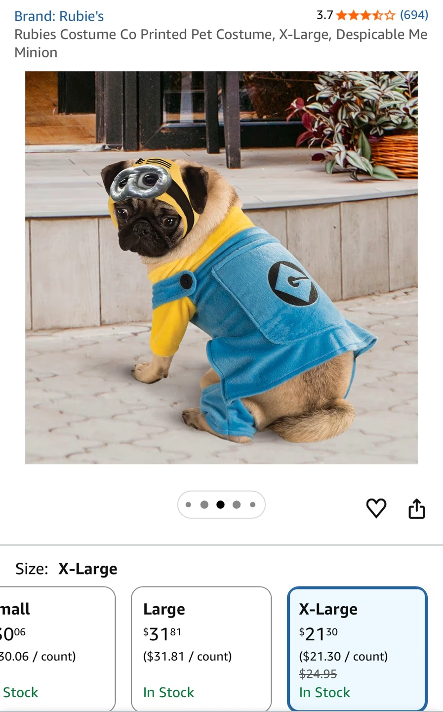 Rubie's Minion Pet Costume X-Large - photo 2