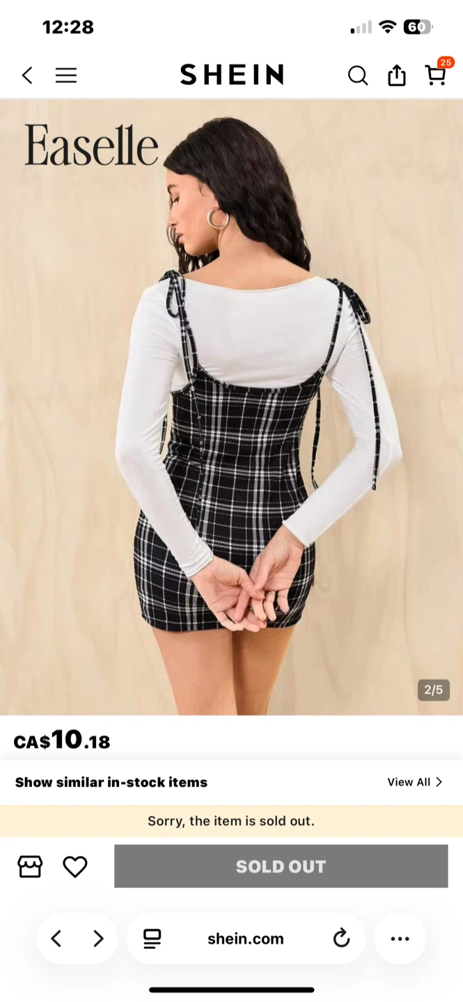 Easelle Black and White Plaid Pinafore Dress - photo 2