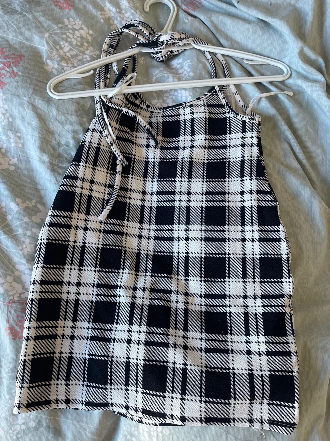 Easelle Black and White Plaid Pinafore Dress - photo 4
