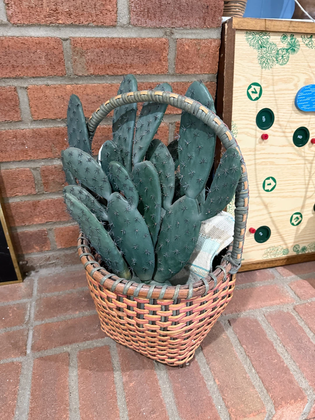 Artificial Cactus in Woven Basket