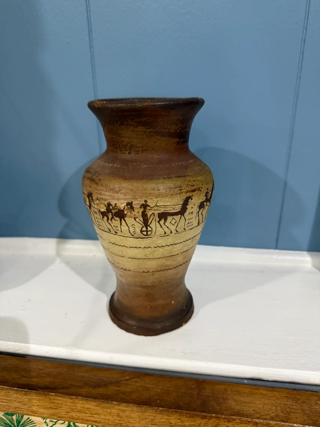 Vintage Ceramic Vase with Horse Motif