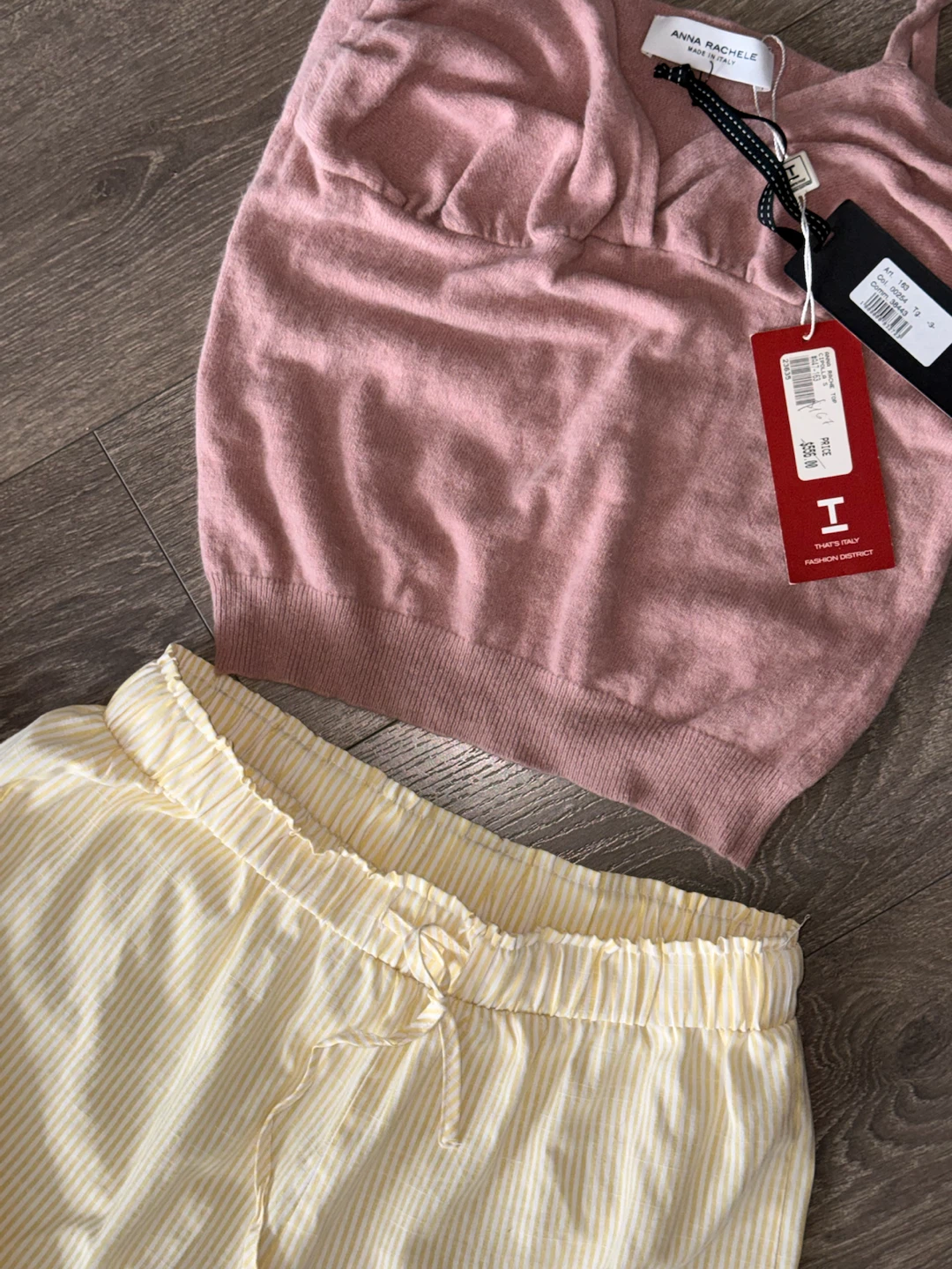 Anna Rachele Pink Knit Top and Striped Pants Set - photo 4