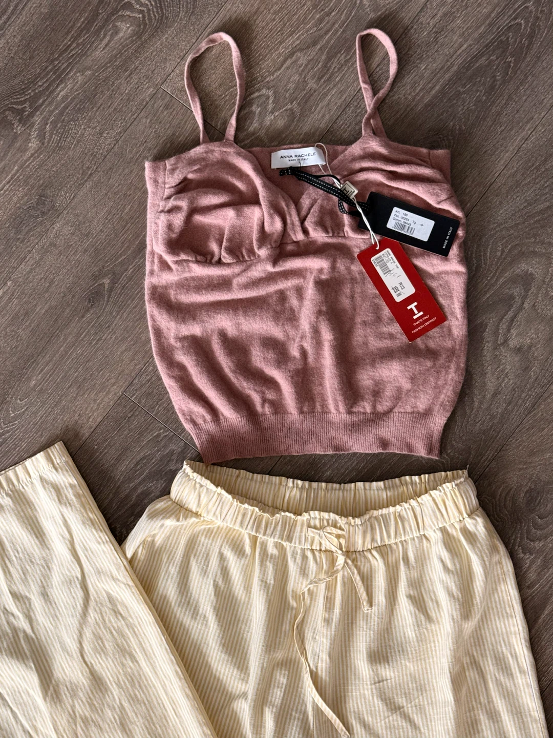 Anna Rachele Pink Knit Top and Striped Pants Set - photo 5