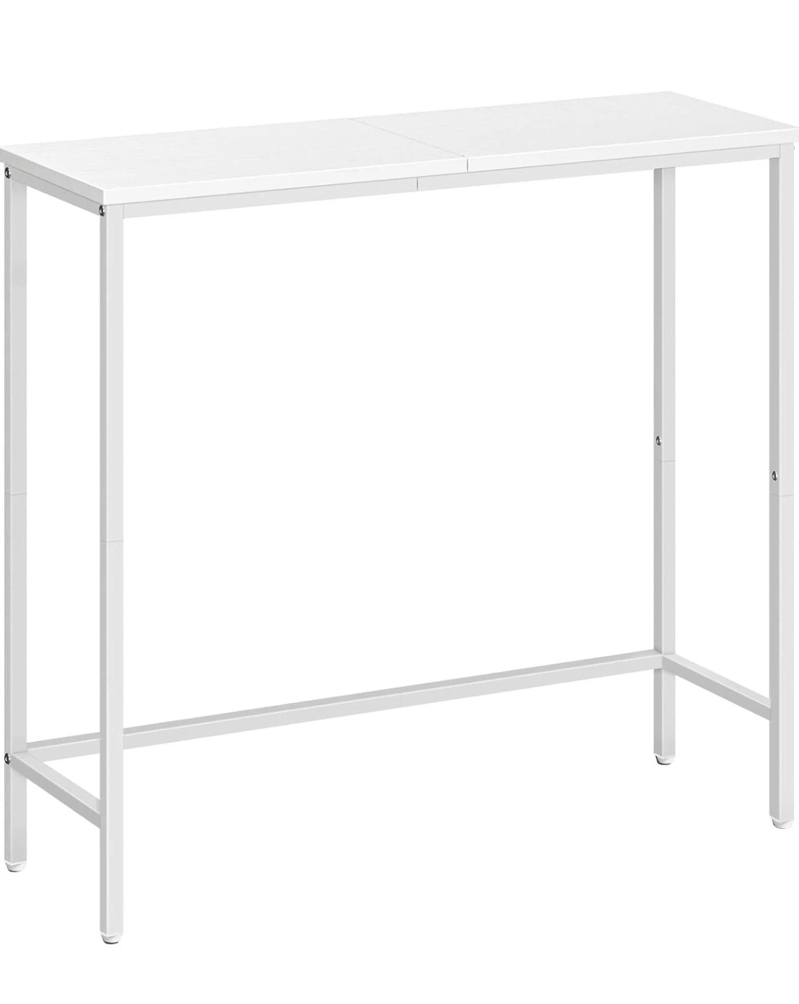 White slim entryway console table