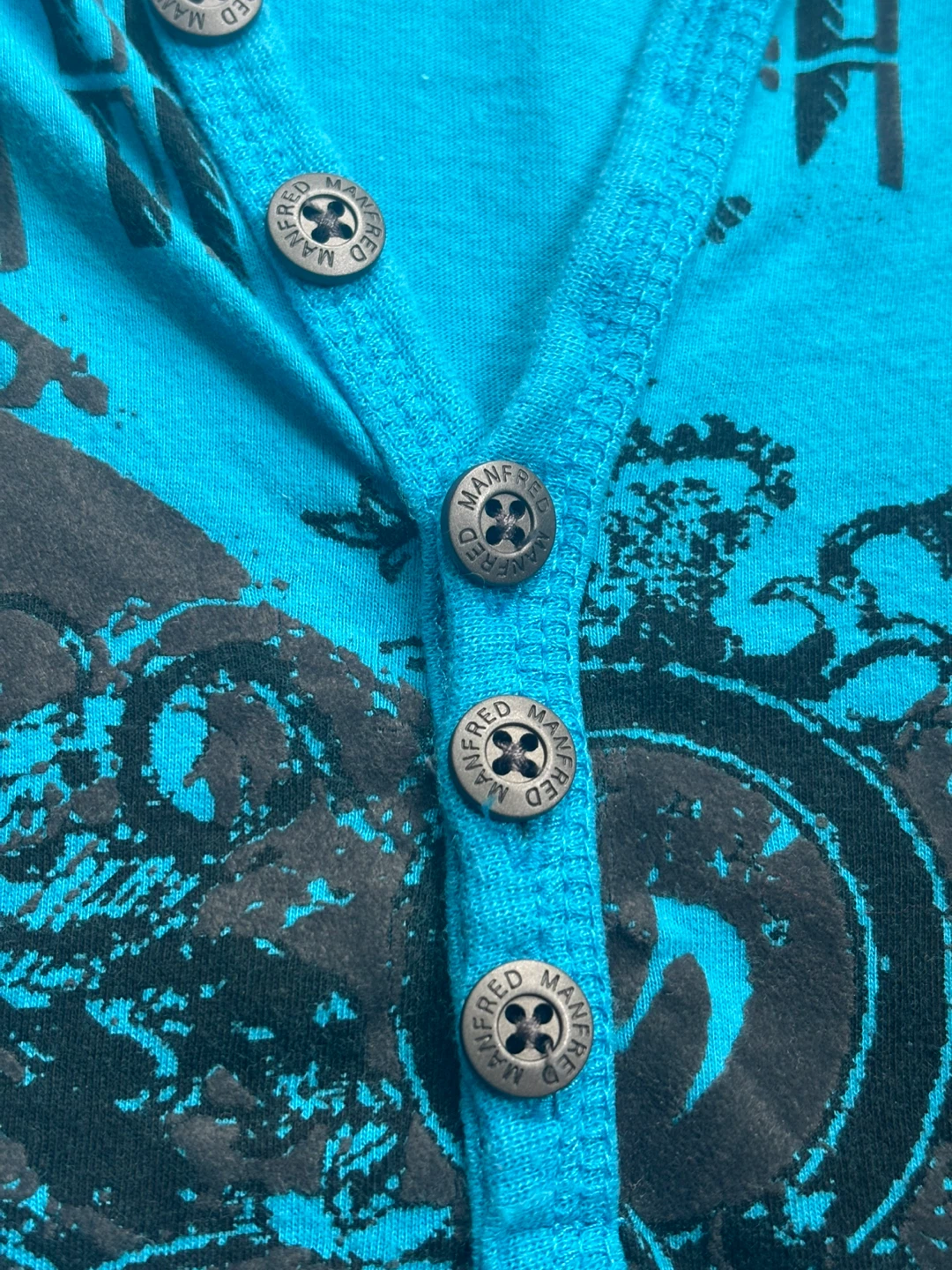 Affliction Blue Graphic Henley T-Shirt Size M - photo 2