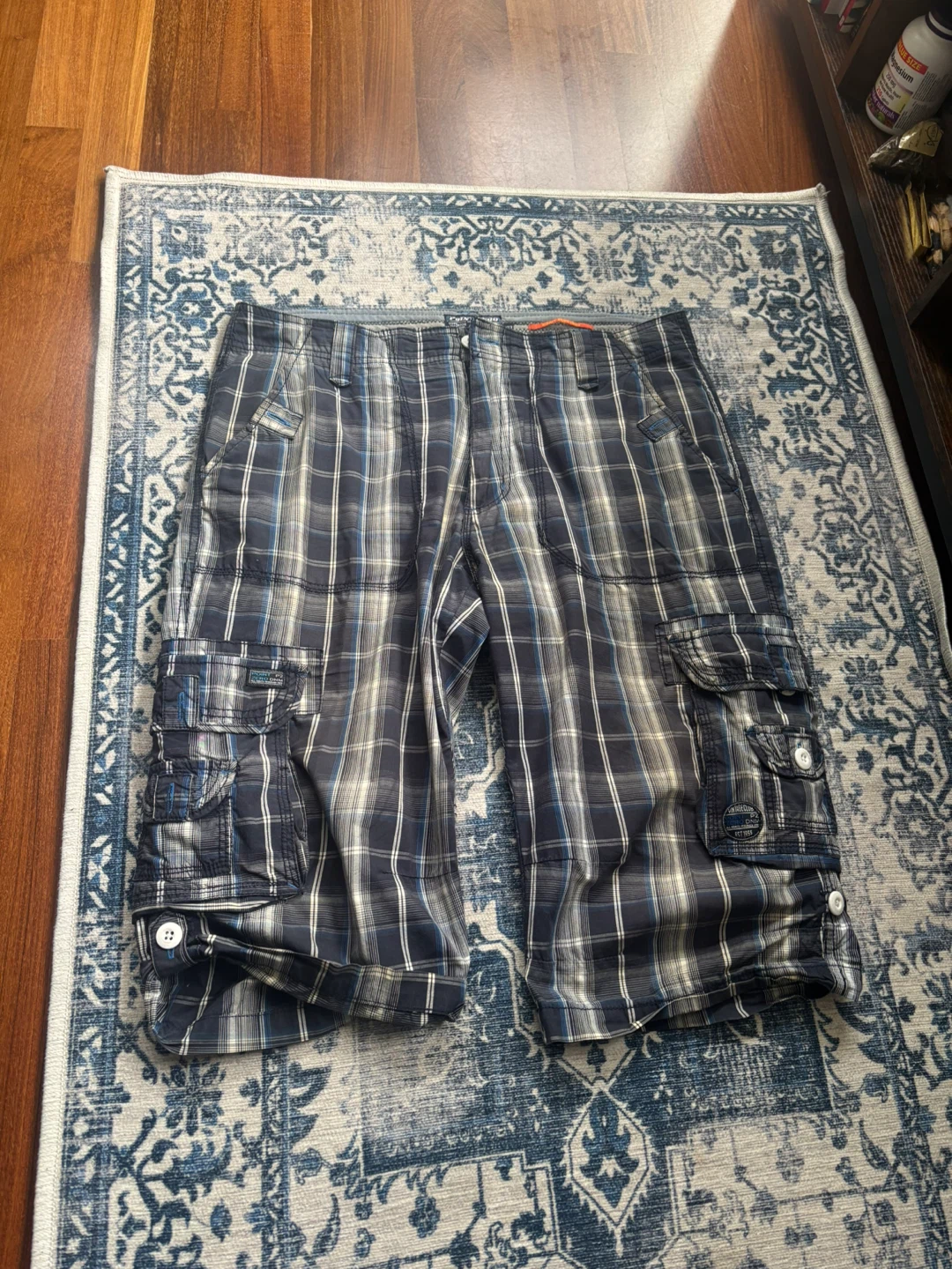 Point Zero Plaid Cargo Shorts Size 33