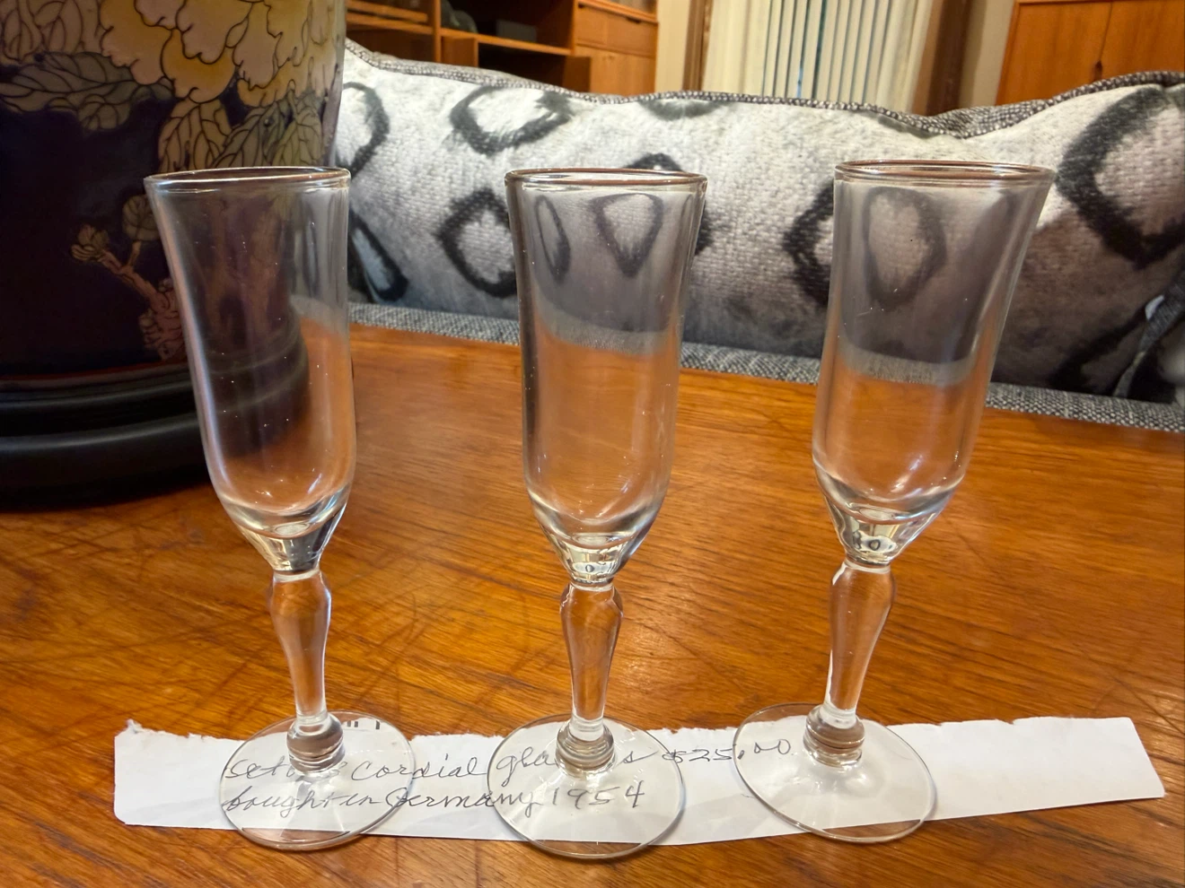 Set of 3 Vintage German Cordial Glasses 1954