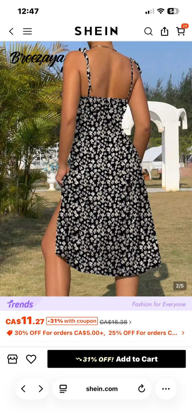 SHEIN Floral Midi Dress - Green- Size XS - photo 2