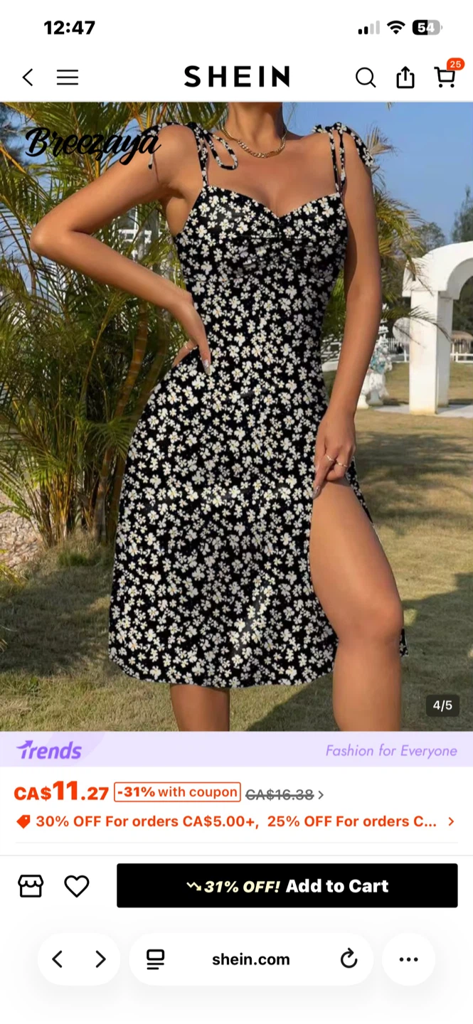 SHEIN Floral Midi Dress - Green- Size XS - photo 3