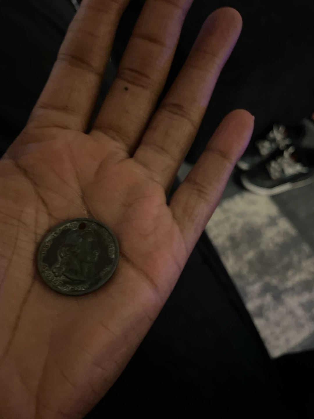 Vintage Drilled US Quarter Coin Pendant
