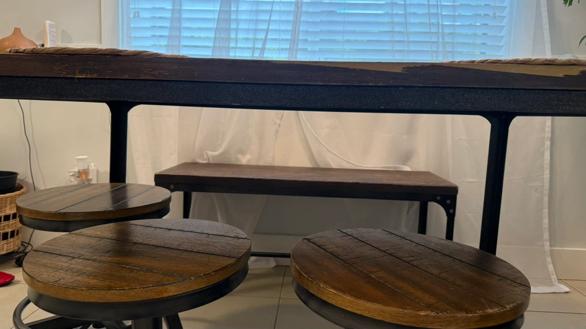 Rustic Industrial Dining Table Set with Bench - photo 2