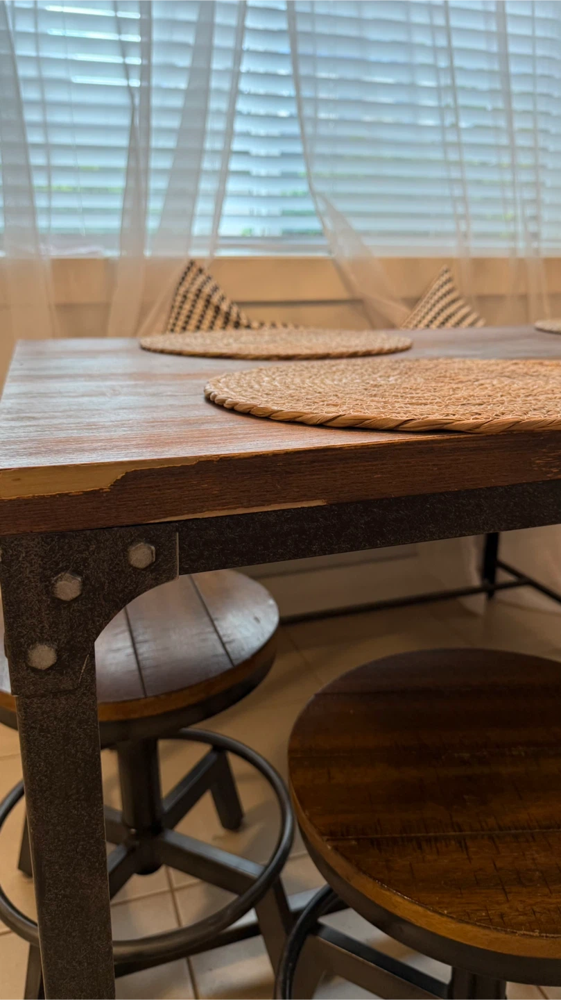 Rustic Industrial Dining Table Set with Bench - photo 4