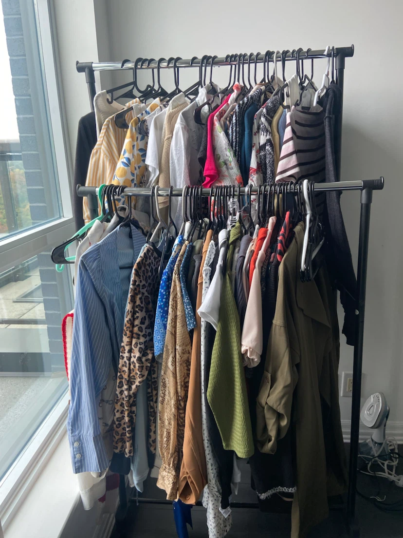 Double Rail Rolling Garment Rack
