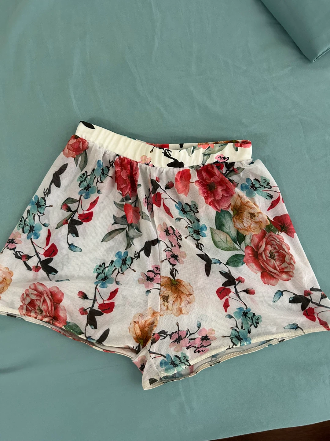 Floral mesh shorts beach cover up - photo 2