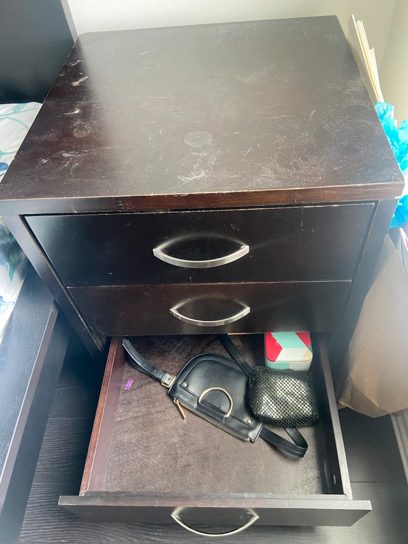 Dark Brown Wooden two Nightstand - photo 2