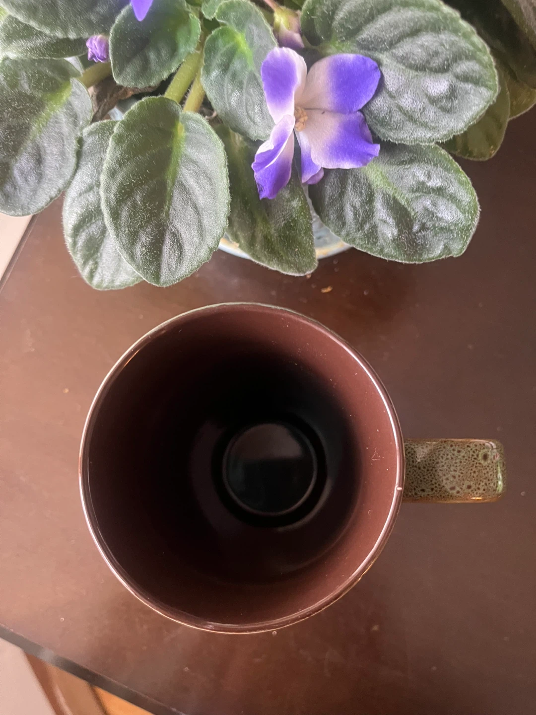 Ceramic Mug, Spiral Pattern, Chocolate Brown Interior, 6 in Tall - photo 3