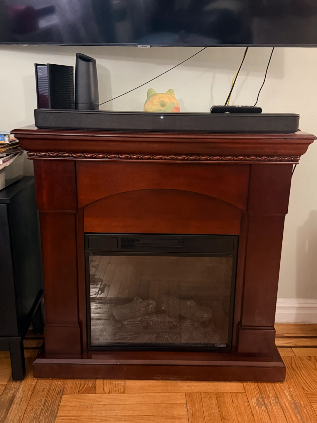 Twin-Star Electric Fireplace with Wooden Mantel - photo 2