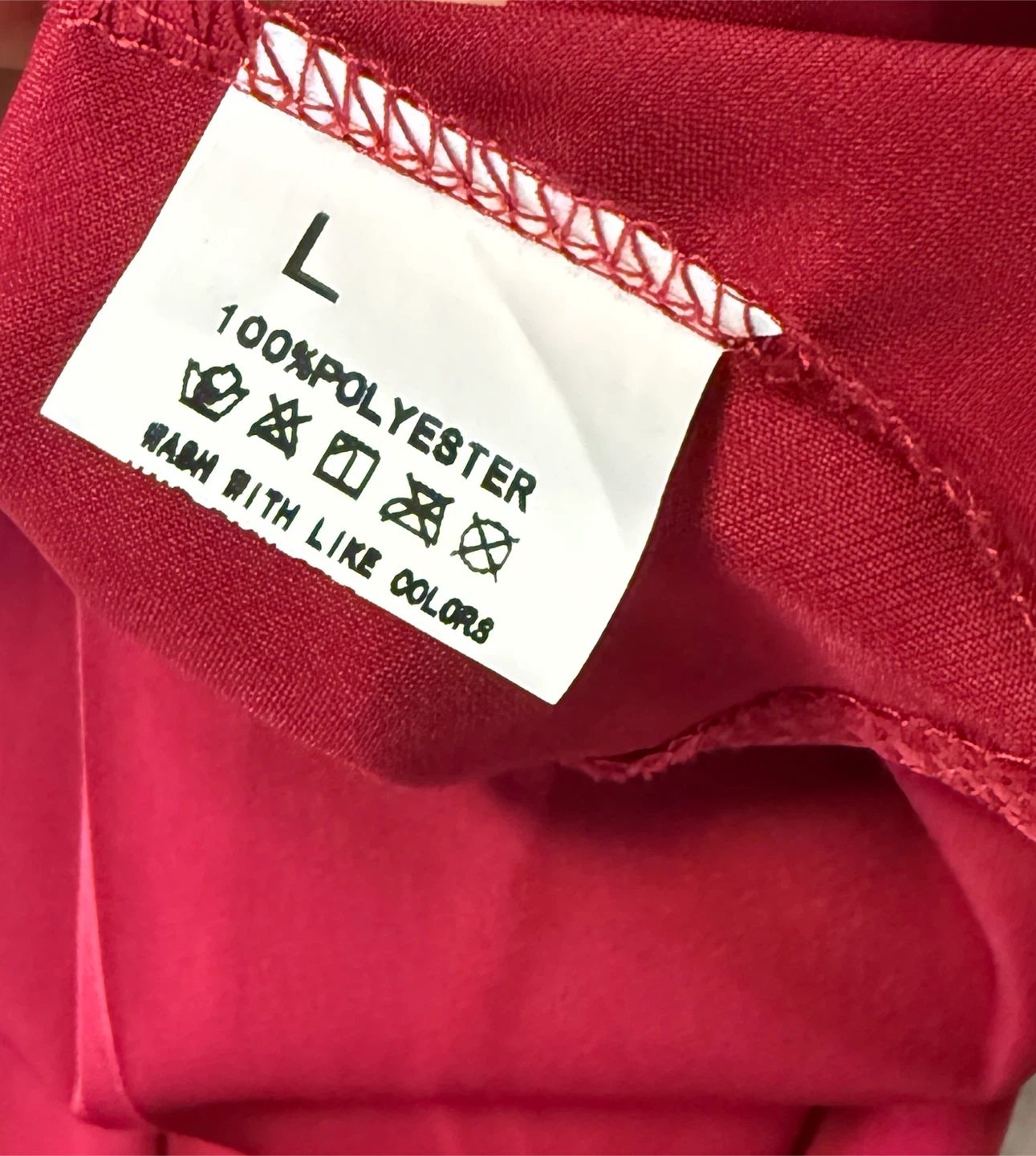 Red Collared Long-Sleeve Blouse Size Large - photo 3