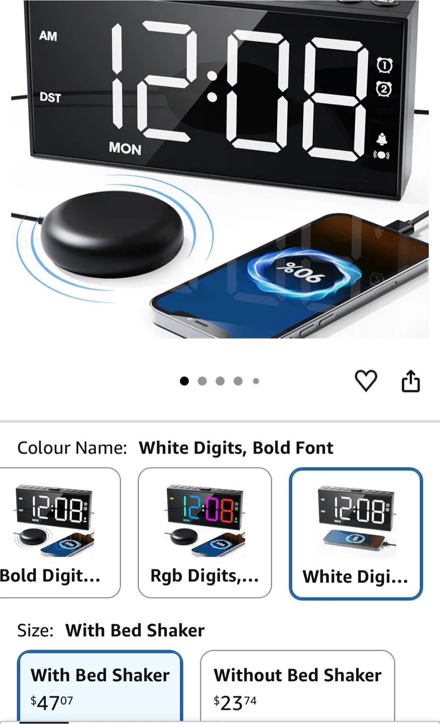 Digital Alarm Clock with Bed Shaker
