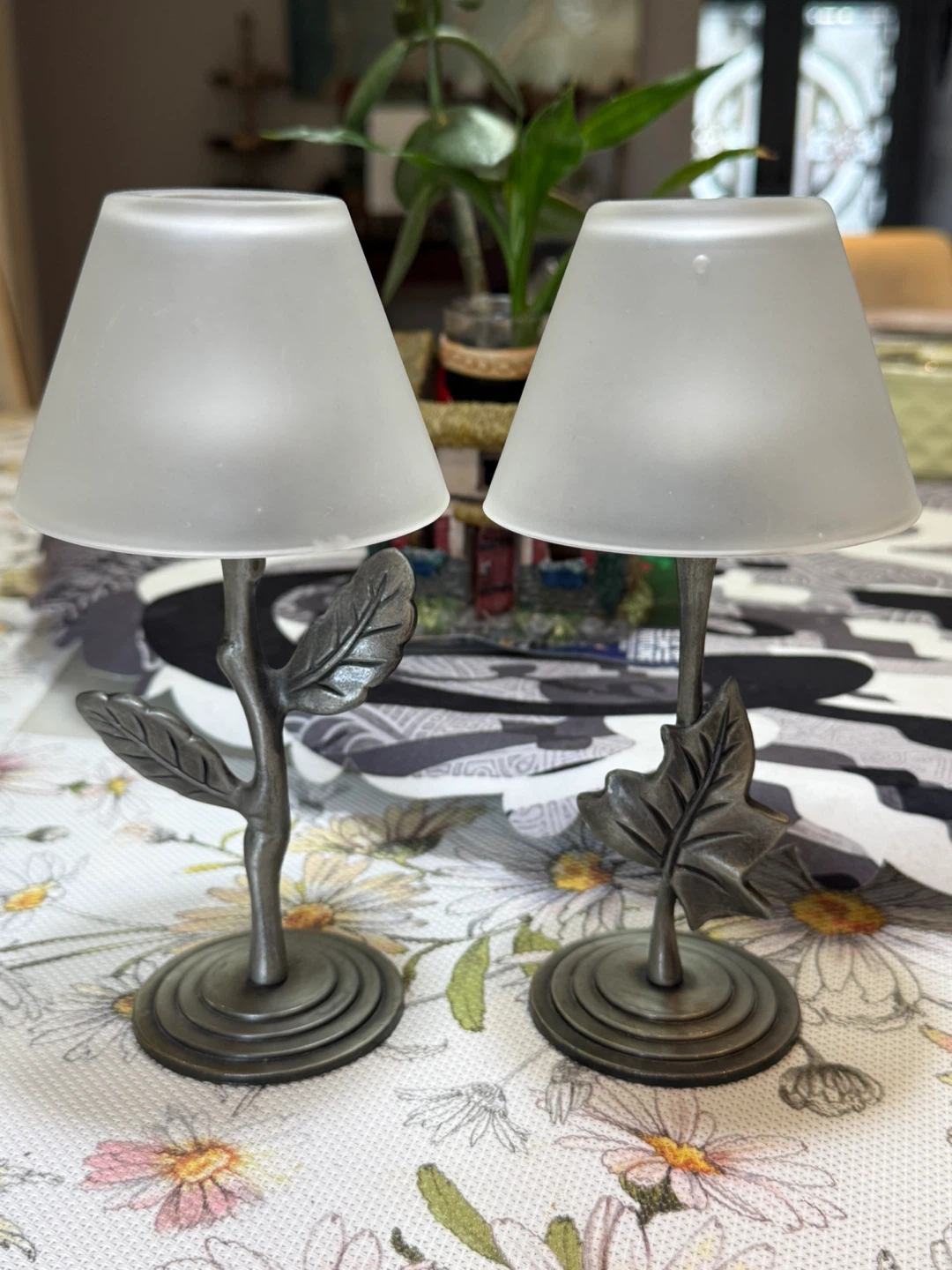 Set of Two Floral Candle Holders
