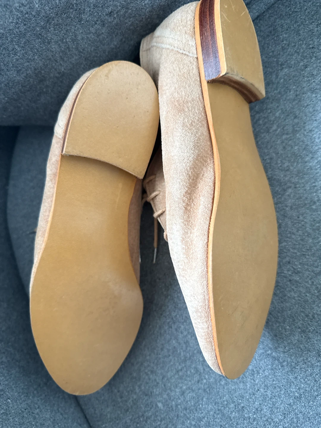 Image Suede Lace-Up Shoes - Beige - photo 2