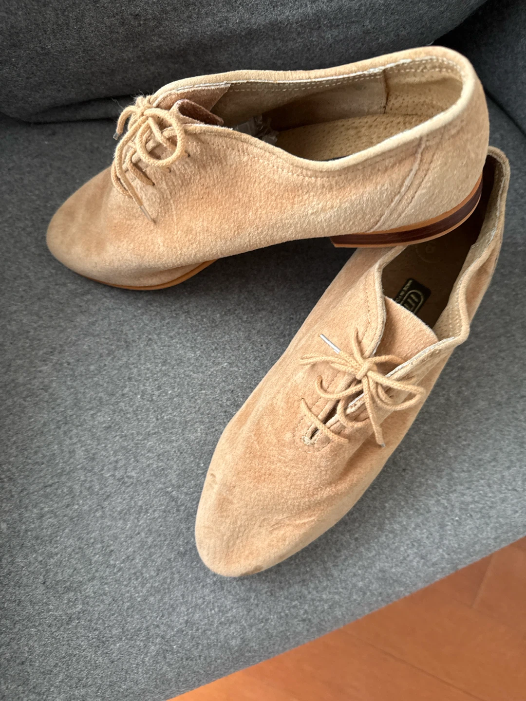 Image Suede Lace-Up Shoes - Beige - photo 3