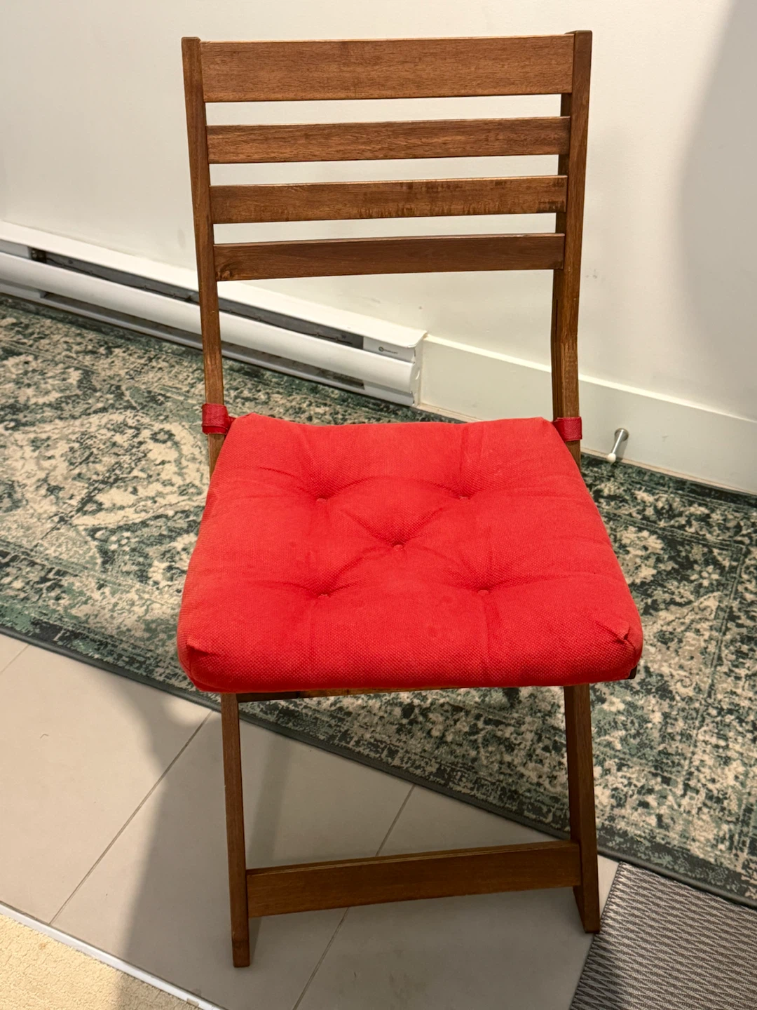 IKEA - Wooden Folding Chair with Red Cushion for Sale!