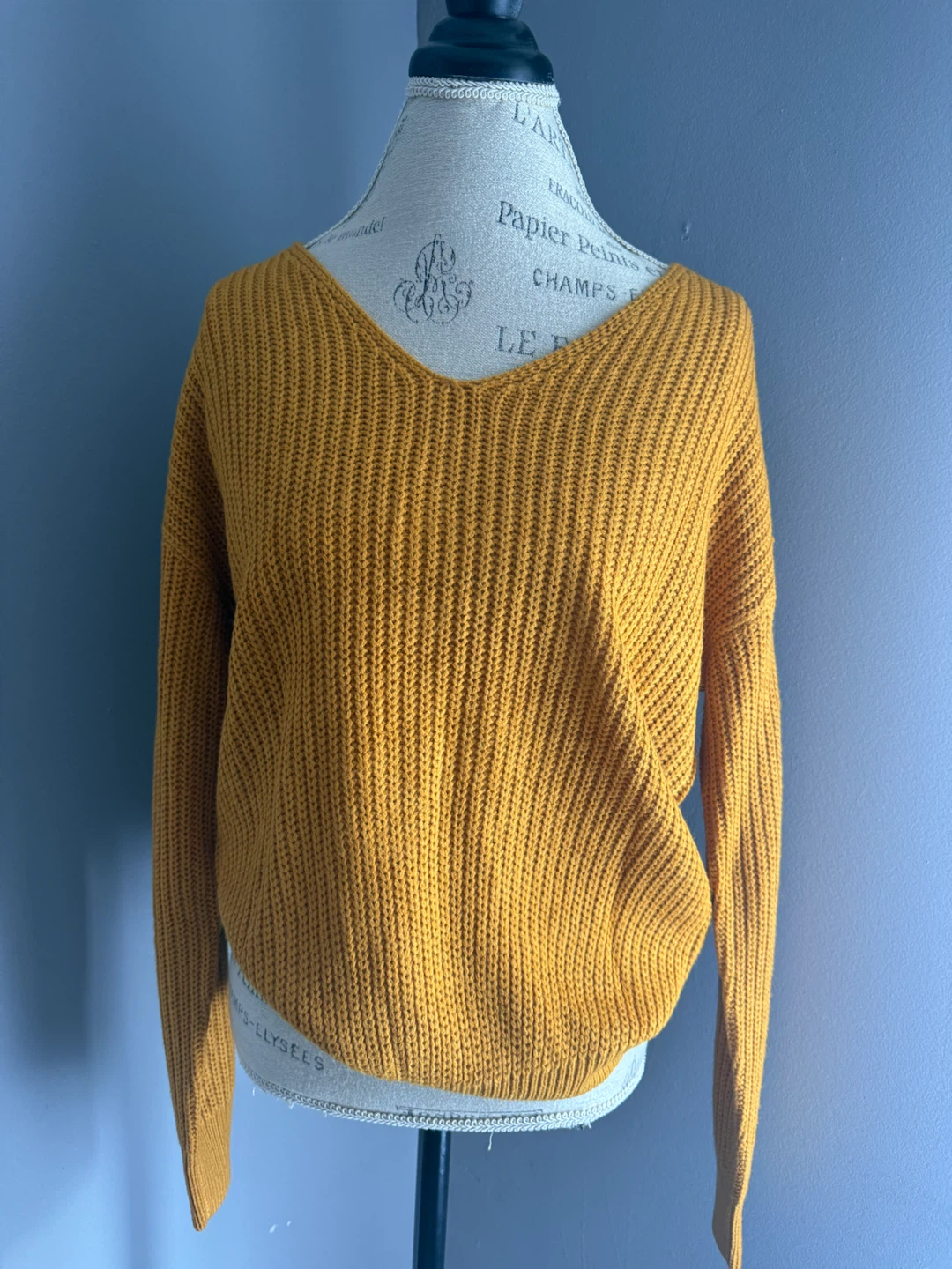 Fashion Nova Mustard Twist-Back Sweater
