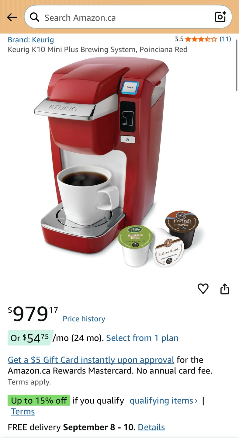 Keurig K10 Mini Plus Brewing System - Poinciana Red - photo 3