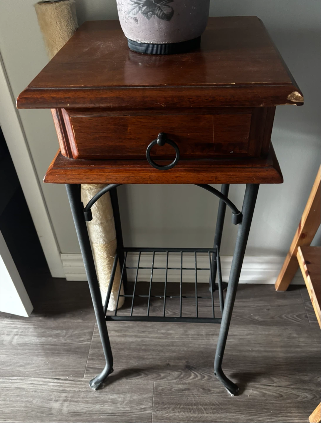 Wood and Metal table with Drawer