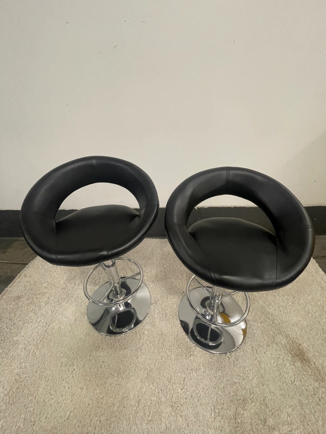Two Black Faux Leather Bar Stools - photo 2