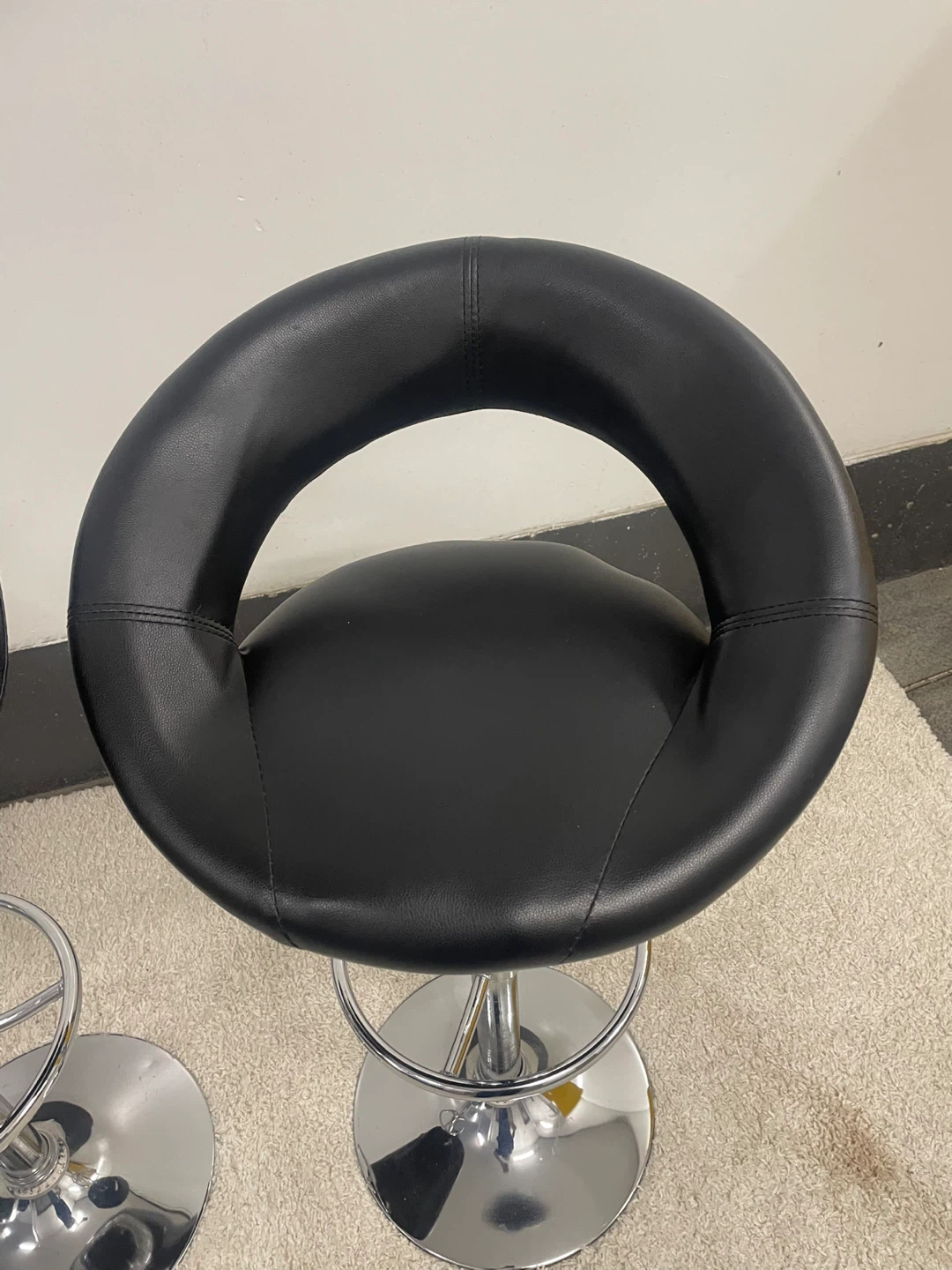Two Black Faux Leather Bar Stools - photo 3