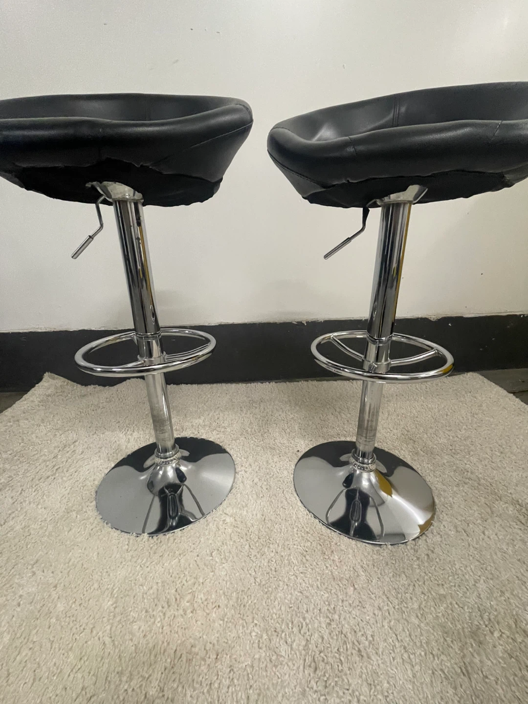 Two Black Faux Leather Bar Stools - photo 4