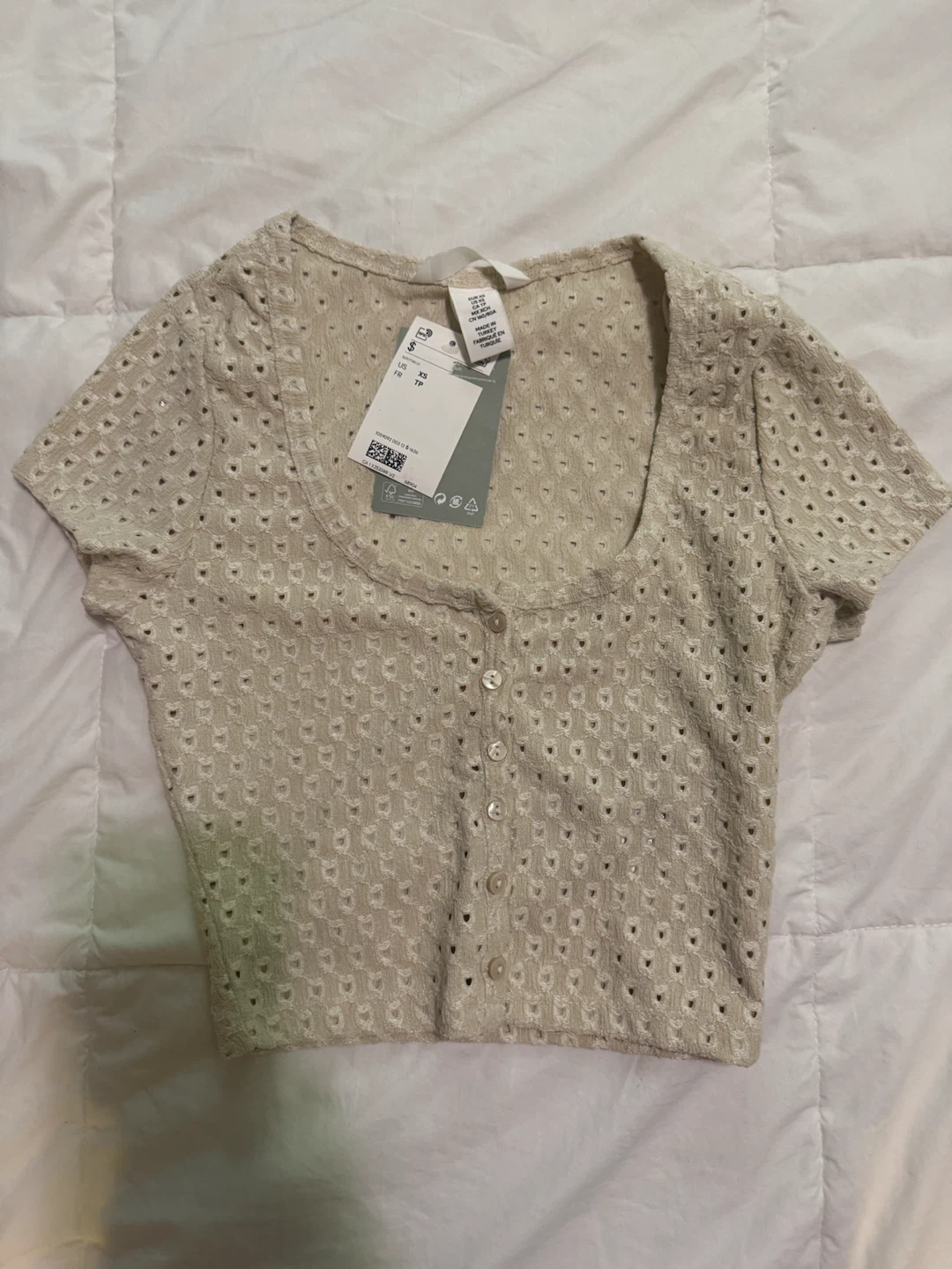 H&M Eyelet Button-Up Top