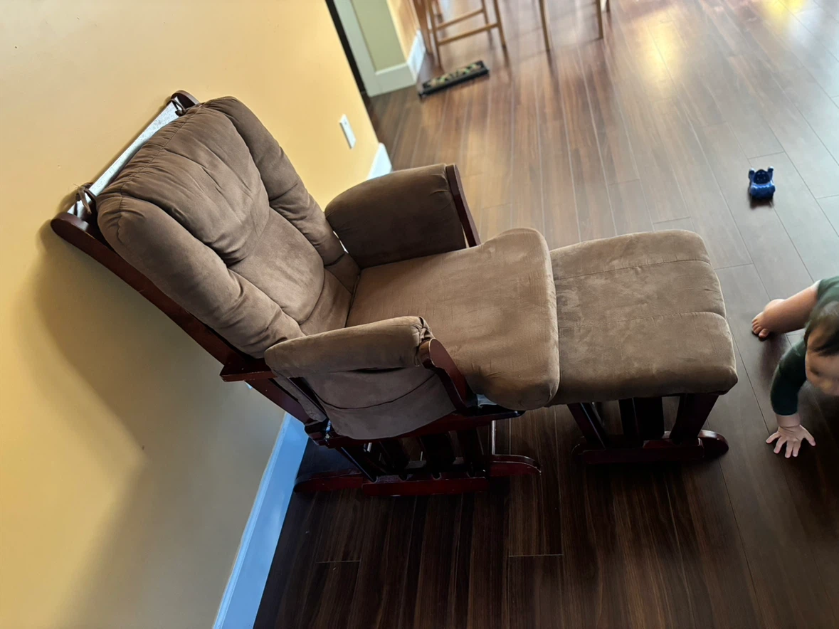 Brown Glider Rocking Chair with Ottoman