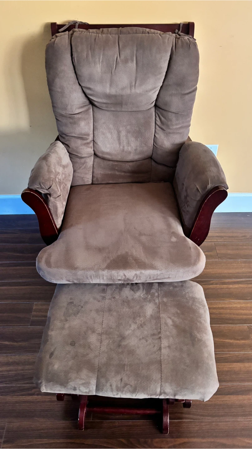 Brown Glider Rocking Chair with Ottoman - photo 2