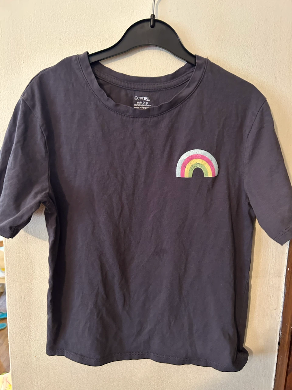 Kids 7T George grey rainbow t-shirt
