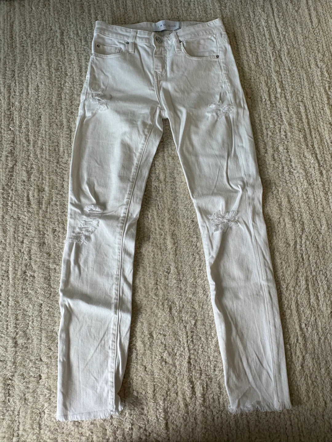 $275 DESIGNER IRO Jeans for $30! White Distressed Denim Size 25