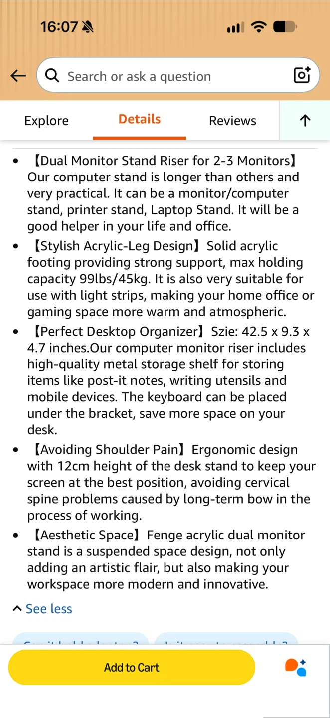 42.5 inch Dual Monitor Stand Riser - photo 2