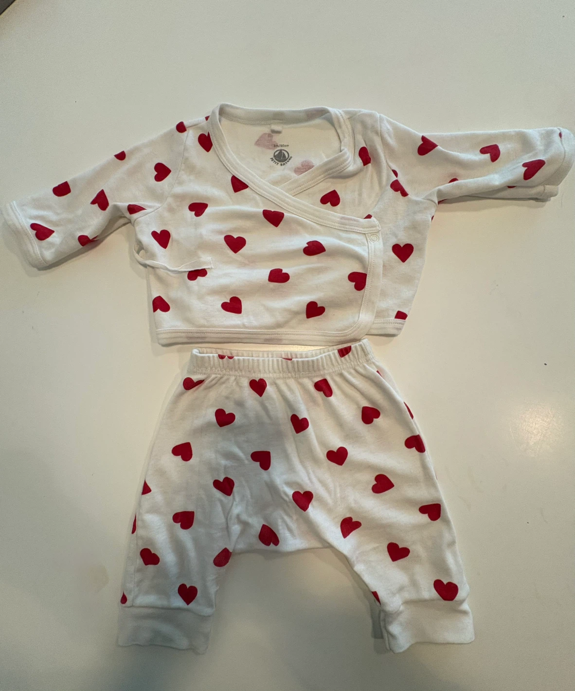 Petit Bateau Heart Print Baby Set
